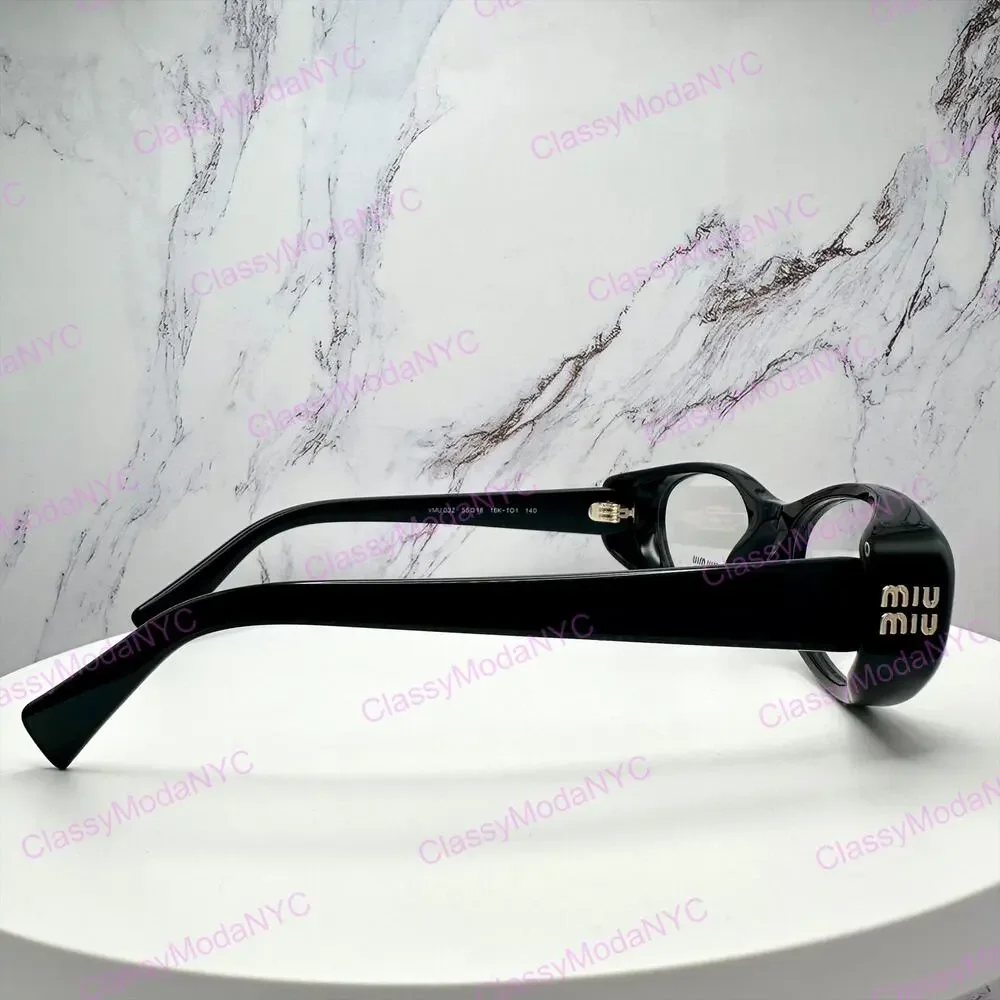 New MIU MIU Eyeglasses Black Oval Glasses 55-18mm Full Rim Rx-able